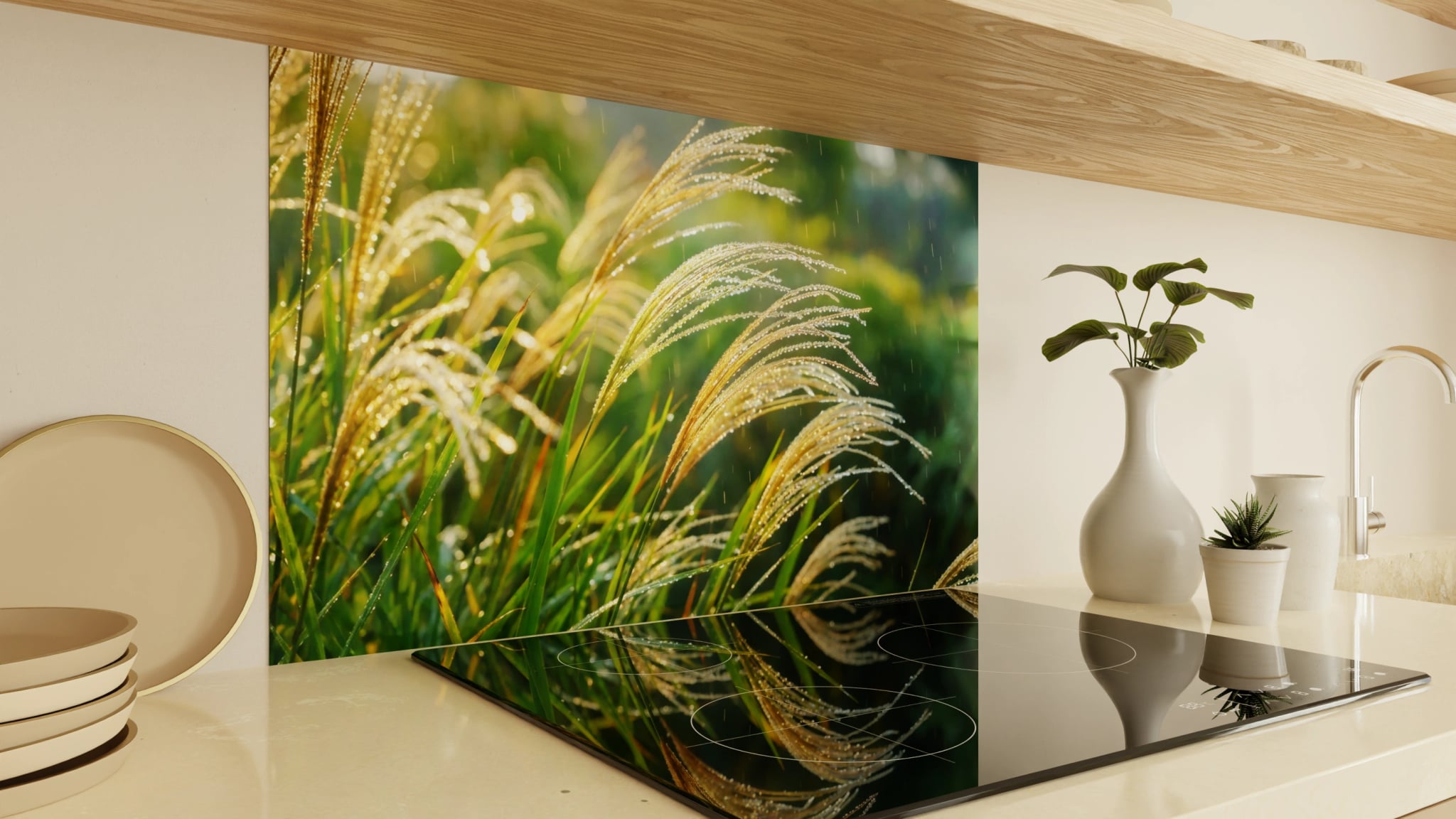 Spritzschutz - Ziergras Goldlicht Regen – Bild 2