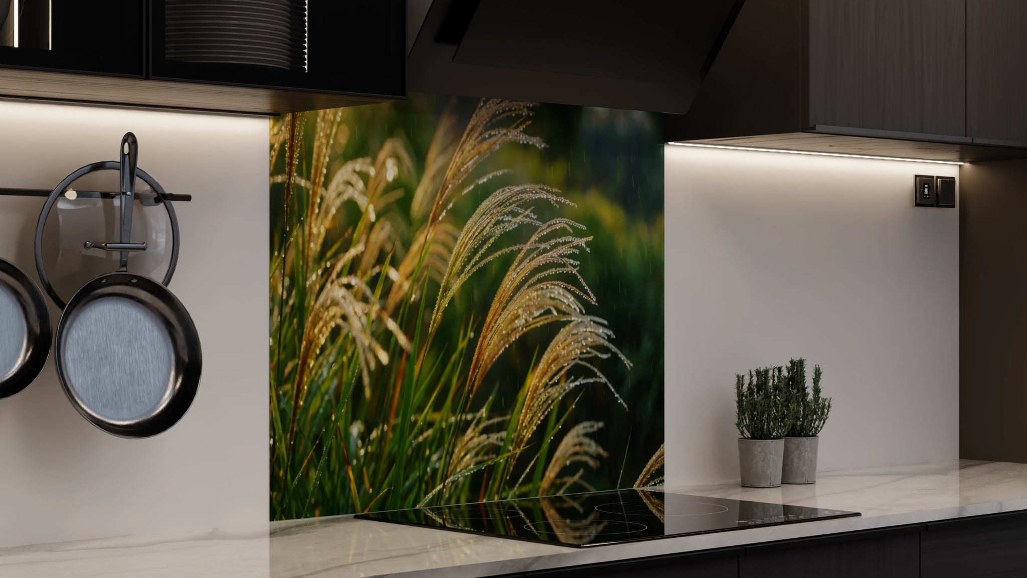 Spritzschutz - Ziergras Goldlicht Regen – Bild 4
