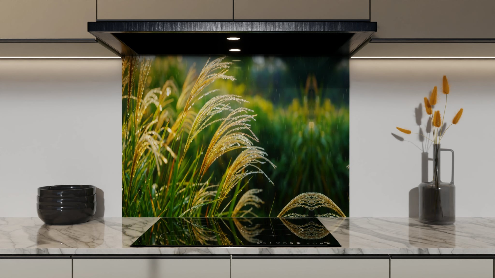 Spritzschutz - Ziergras Goldlicht Regen – Bild 5