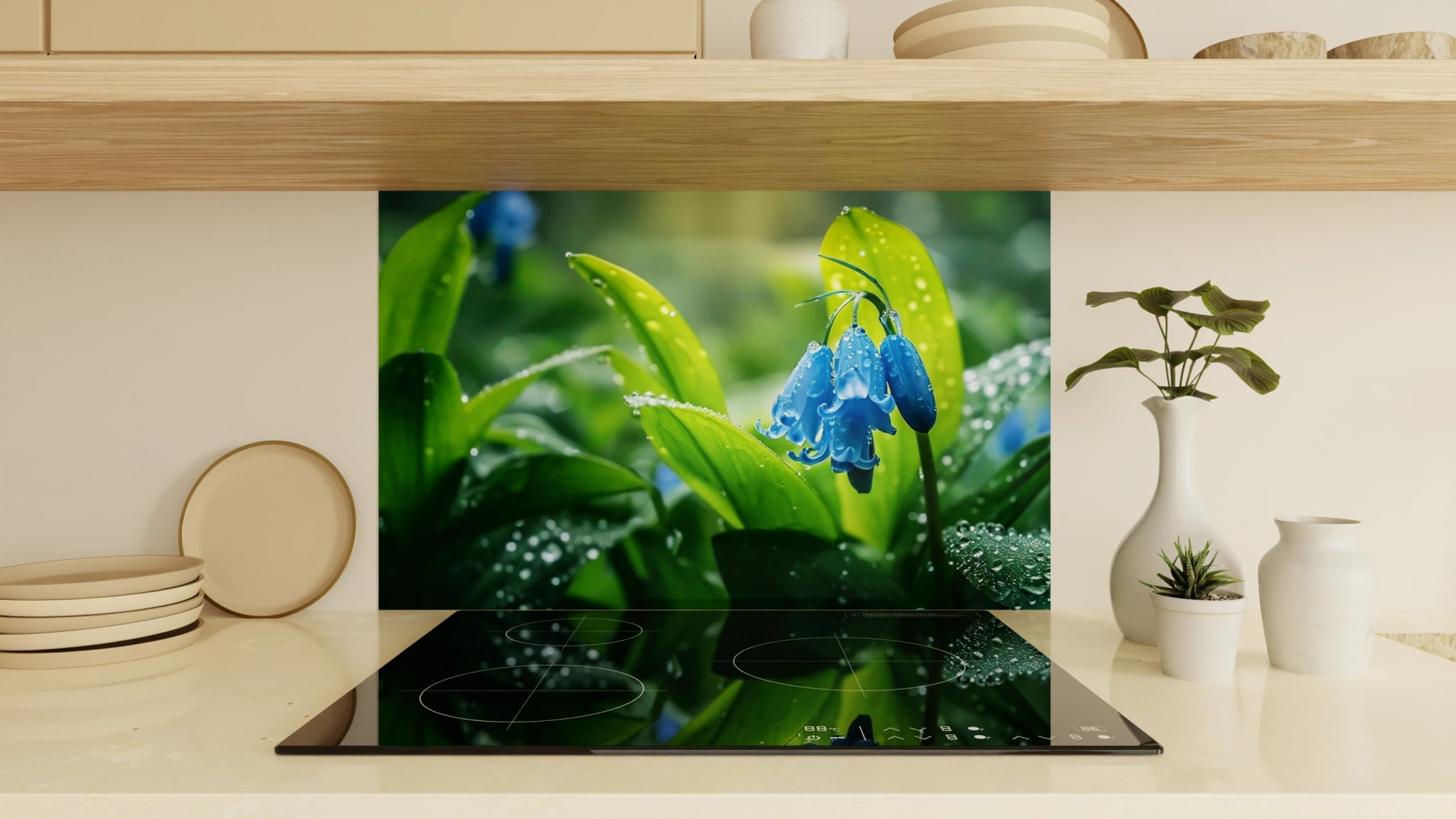 Spritzschutz - Blauglocken Regentropfen Grün – Bild 1