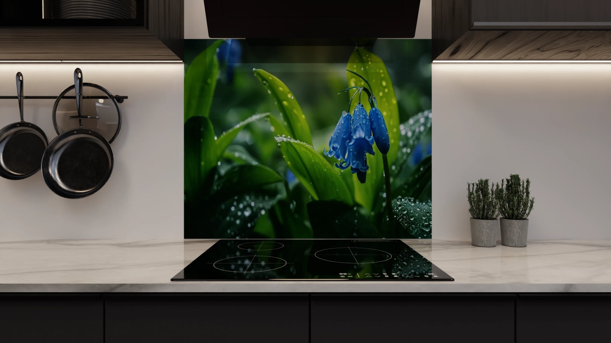 Spritzschutz - Blauglocken Regentropfen Grün – Bild 3