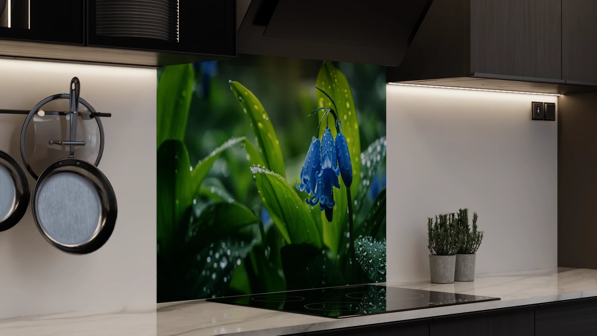 Spritzschutz - Blauglocken Regentropfen Grün – Bild 4