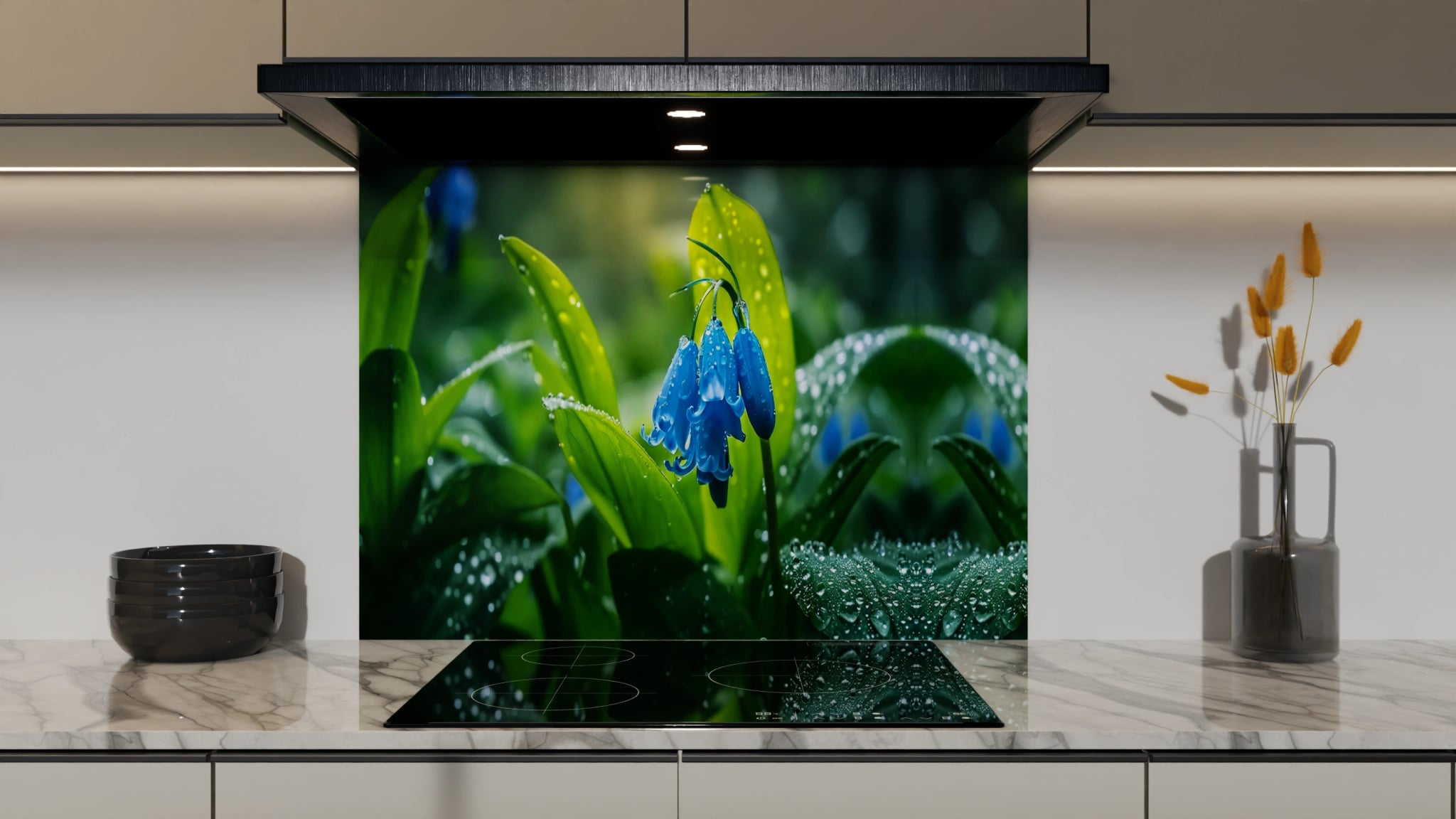 Spritzschutz - Blauglocken Regentropfen Grün – Bild 5