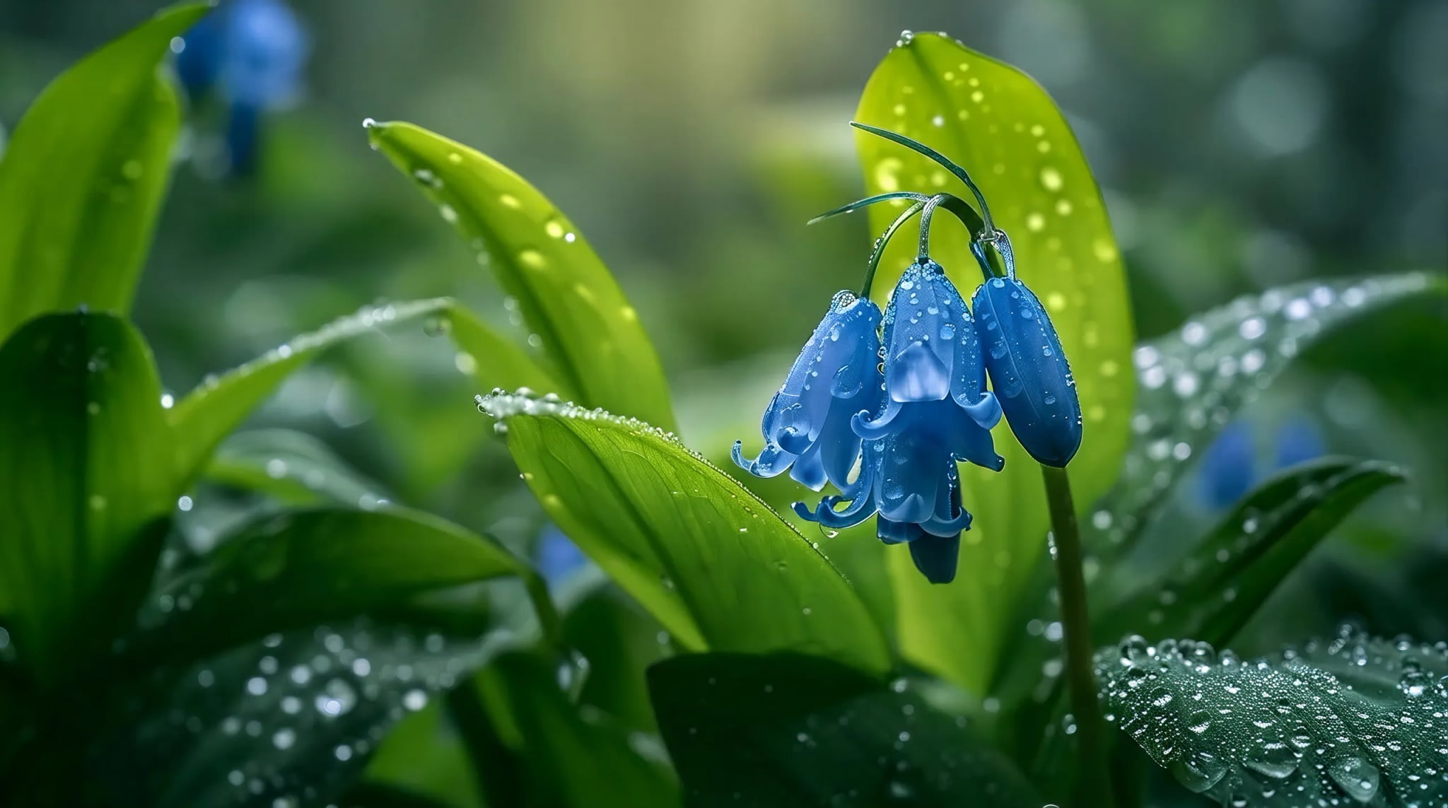 Spritzschutz - Blauglocken Regentropfen Grün – Bild 6