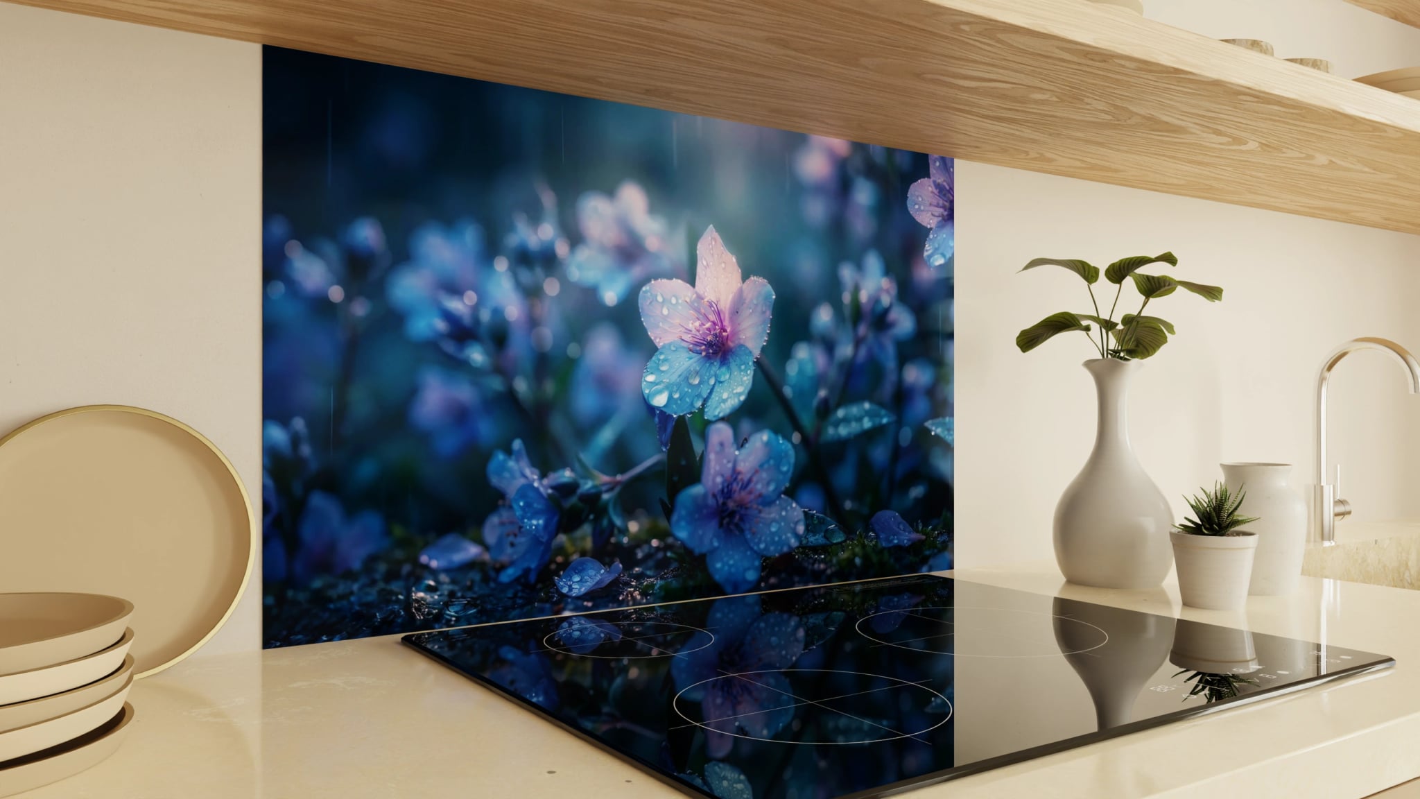 Spritzschutz - Waldblüten Blau Regen – Bild 2