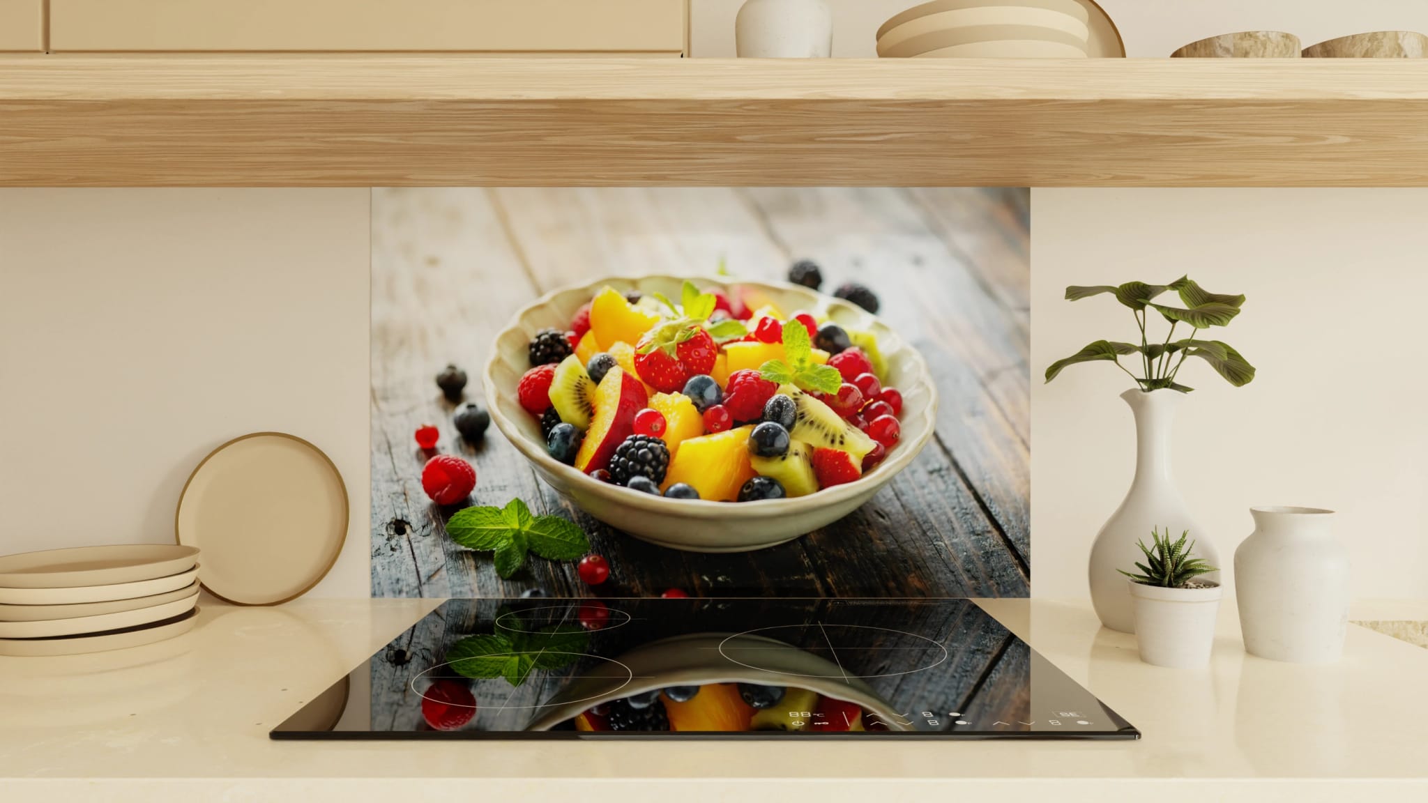 Spritzschutz - Obstsalat Bunt Schüssel