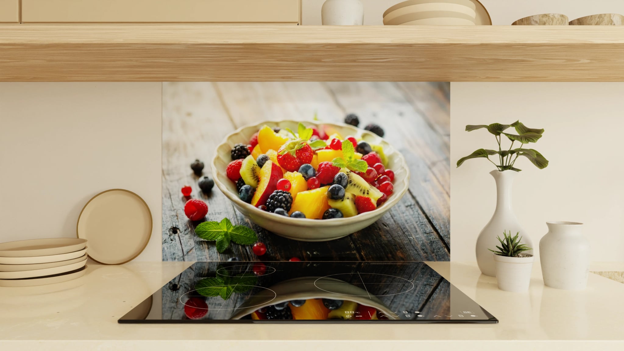 Spritzschutz - Obstsalat Bunt Schüssel – Bild 1