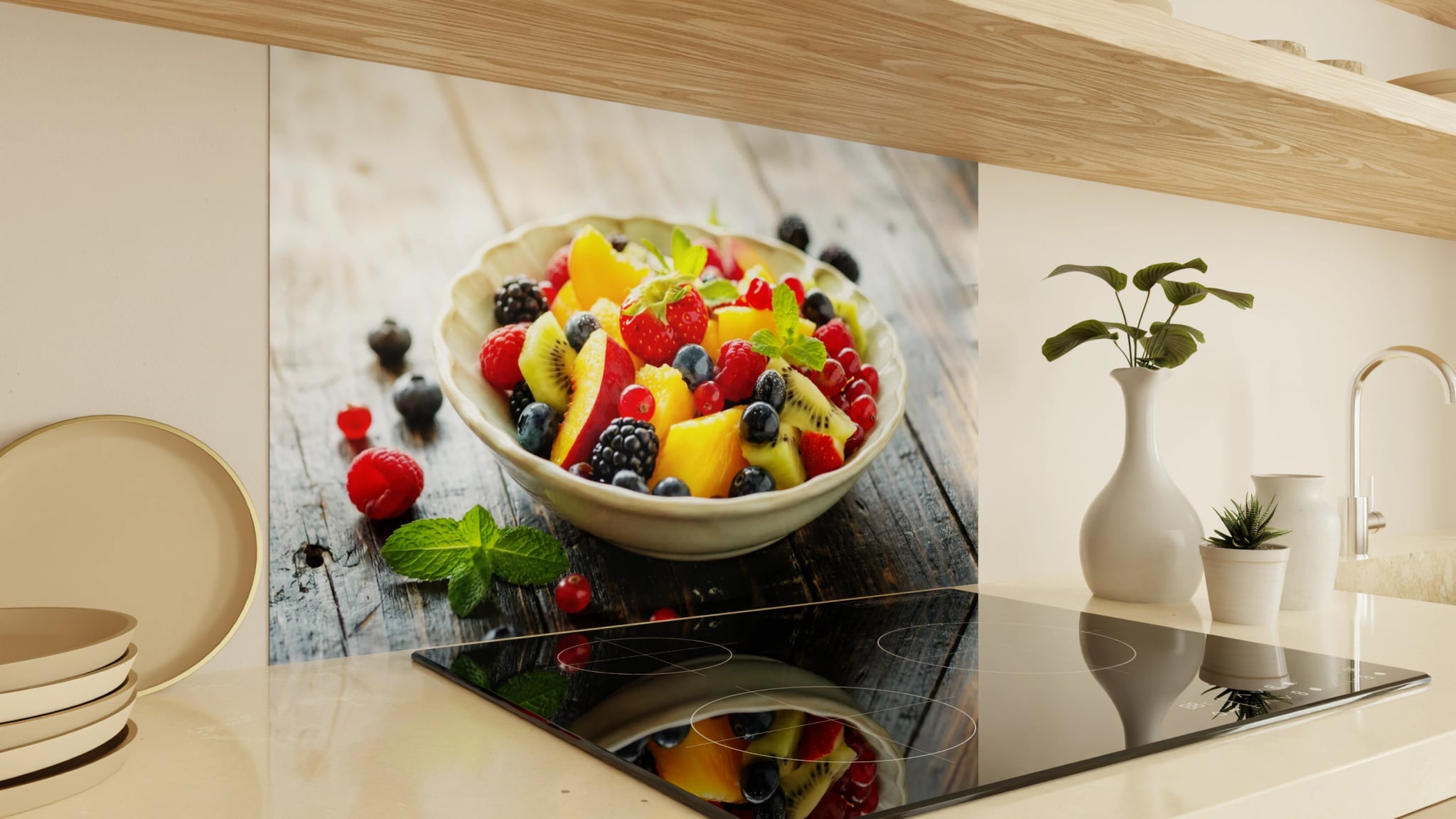 Spritzschutz - Obstsalat Bunt Schüssel – Bild 2