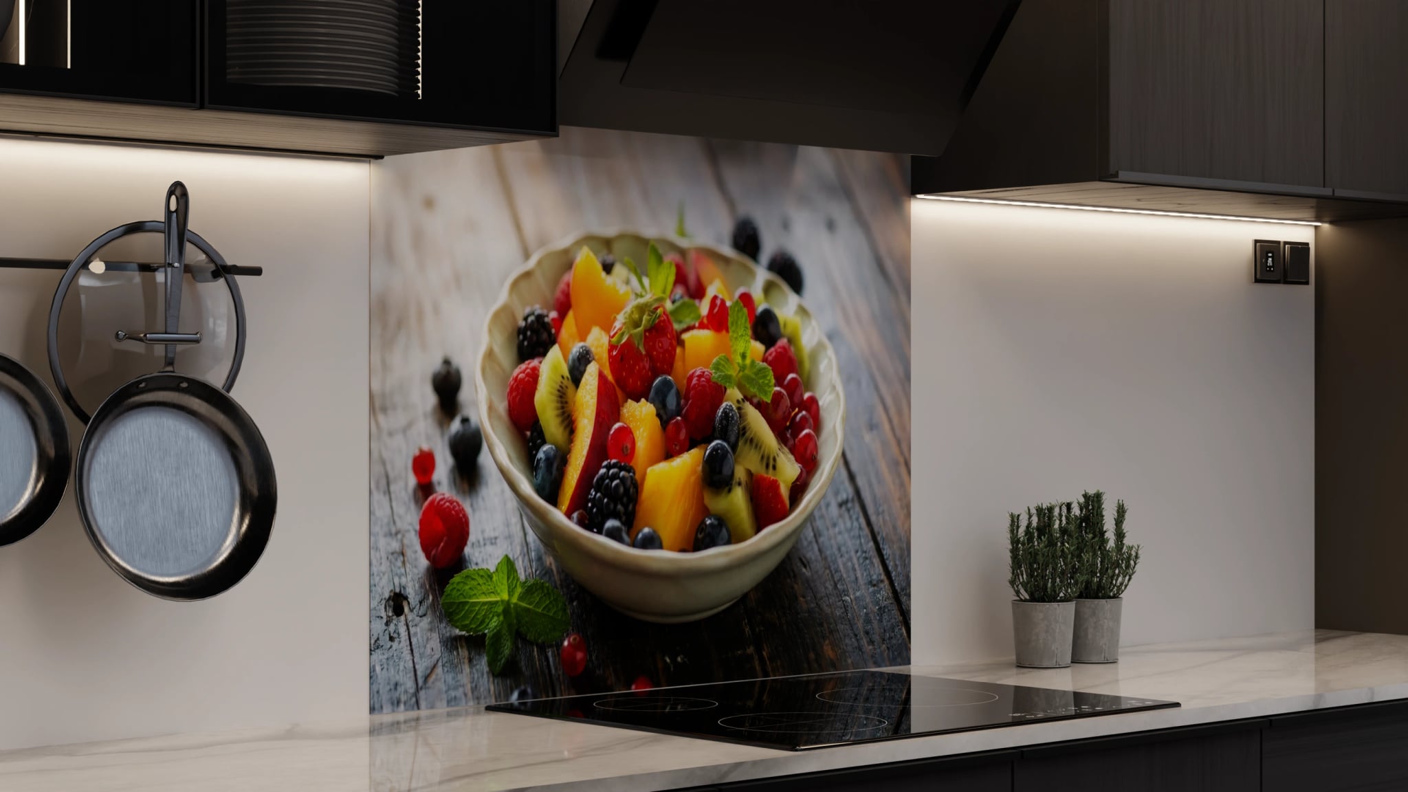 Spritzschutz - Obstsalat Bunt Schüssel – Bild 4