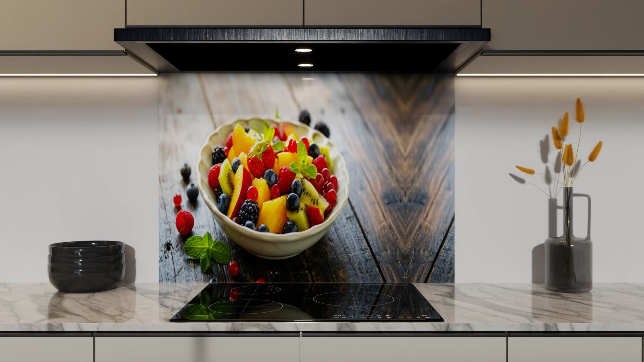 Spritzschutz - Obstsalat Bunt Schüssel – Bild 5