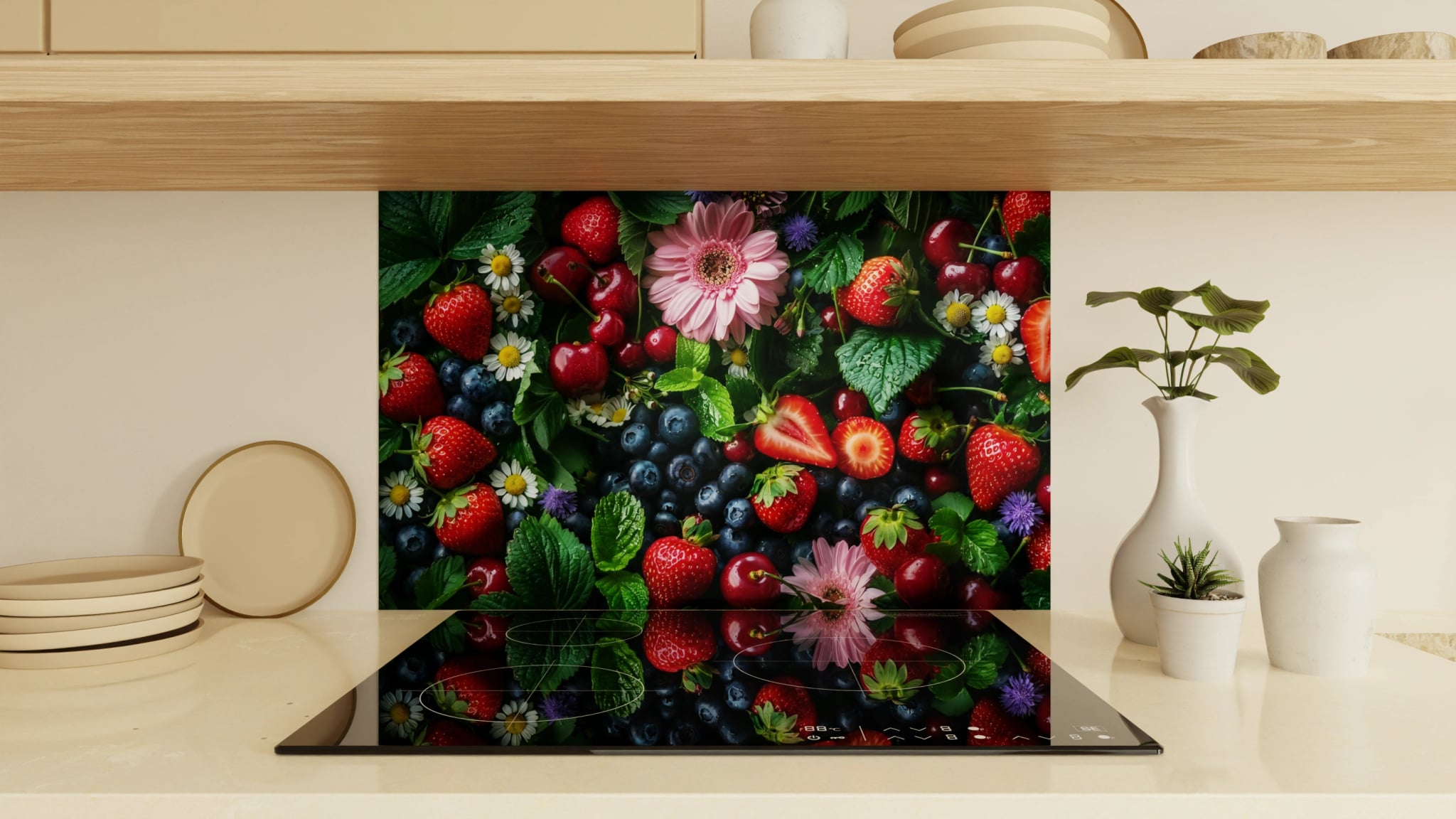 Spritzschutz - Beeren Blüten Flatlay – Bild 1
