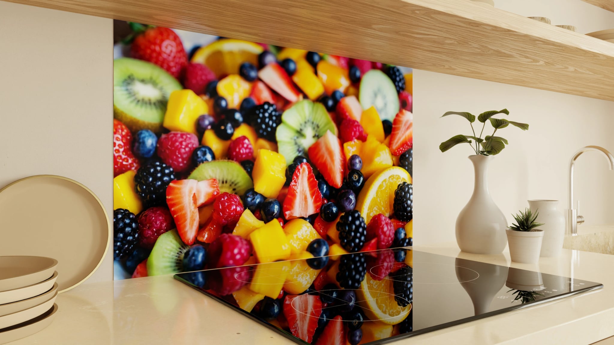 Spritzschutz - Fruchtsalat Bunt Nahaufnahme – Bild 2