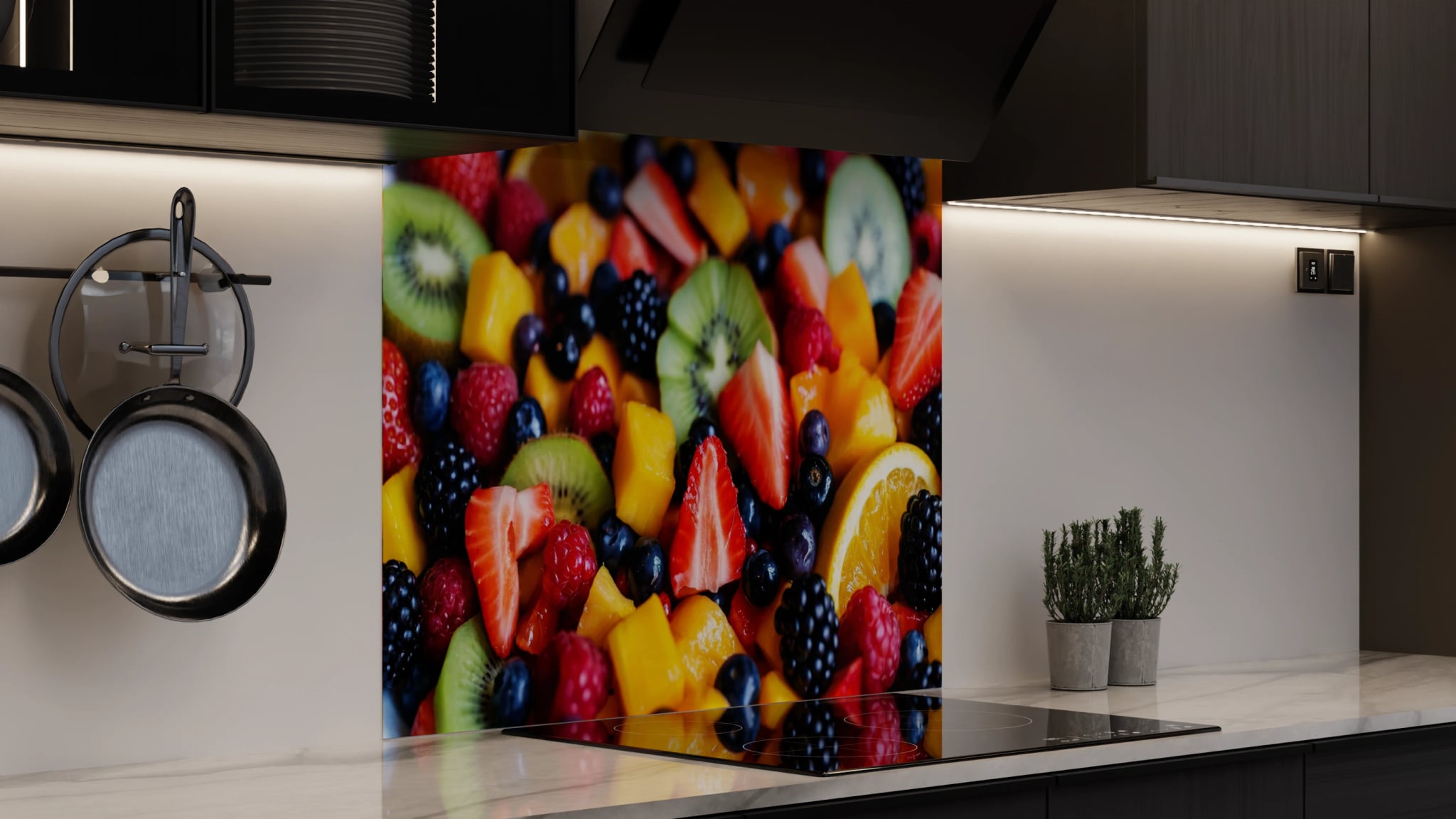 Spritzschutz - Fruchtsalat Bunt Nahaufnahme – Bild 4