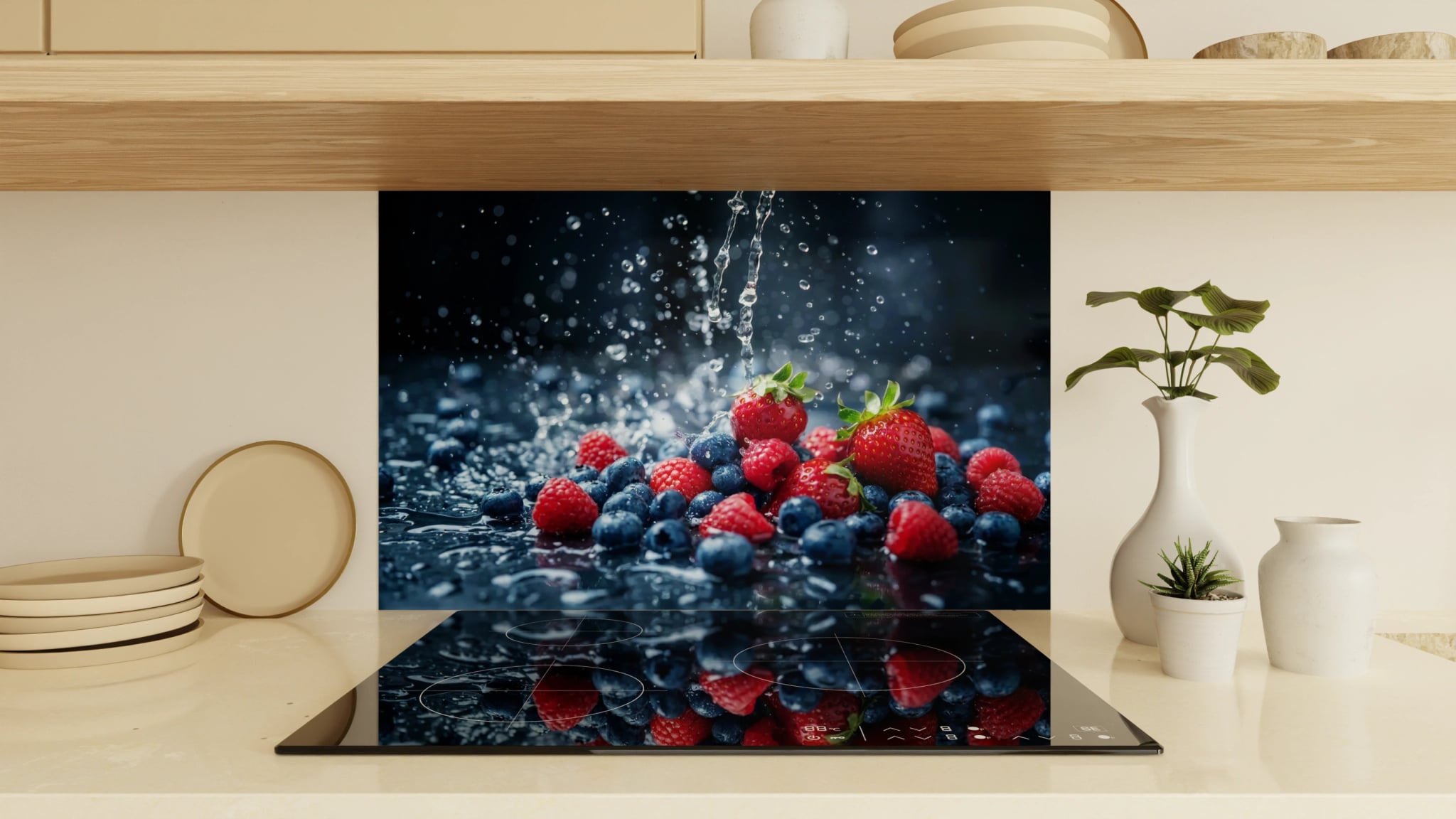Spritzschutz - Beeren Wasserspritzer Dunkel – Bild 1