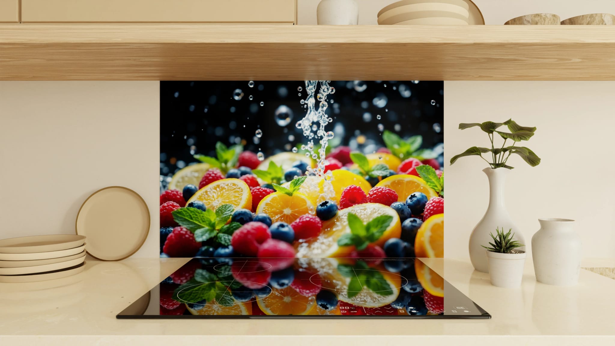 Spritzschutz - Zitrone Beeren Wasserspritzer