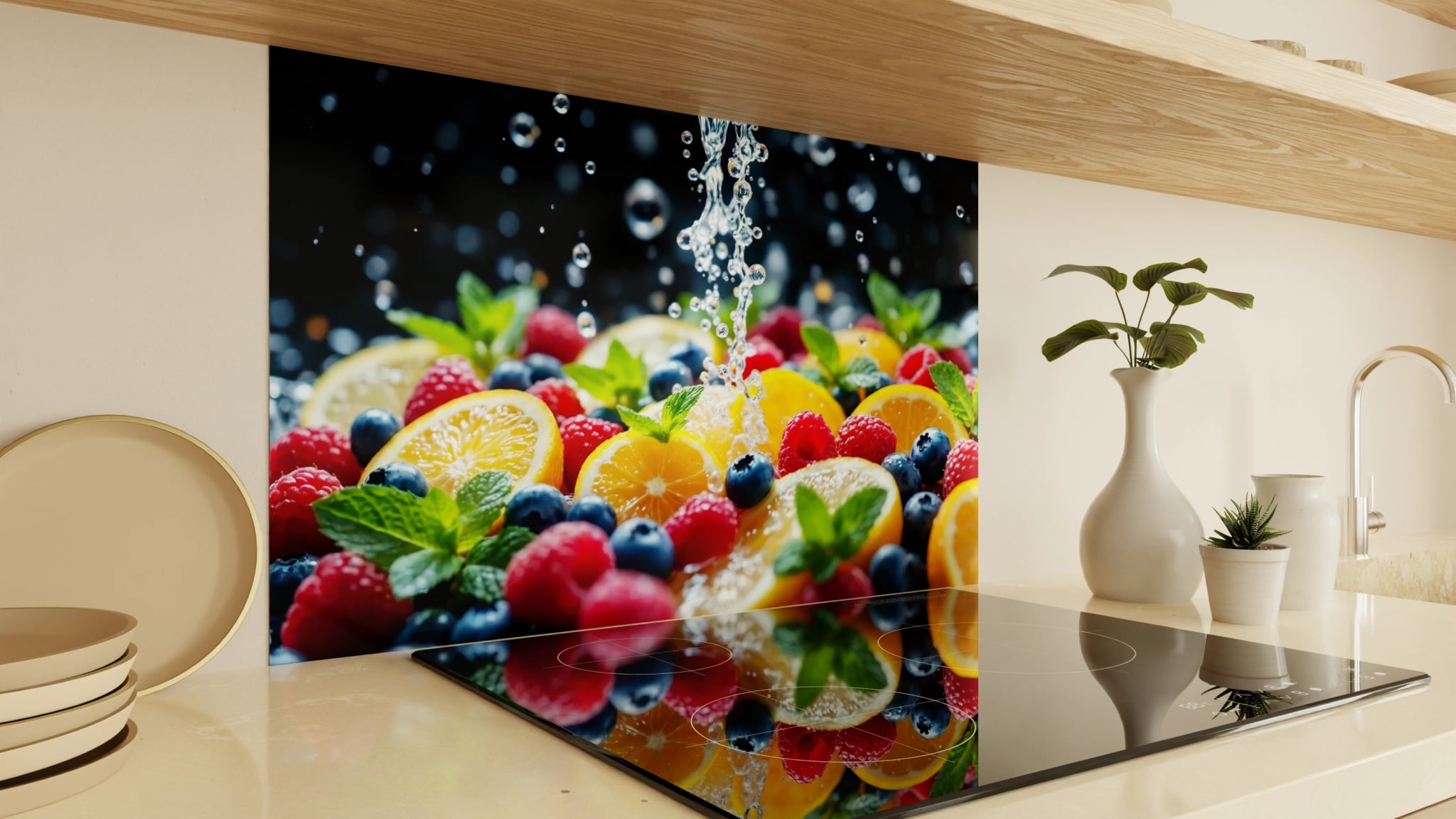 Spritzschutz - Zitrone Beeren Wasserspritzer – Bild 2