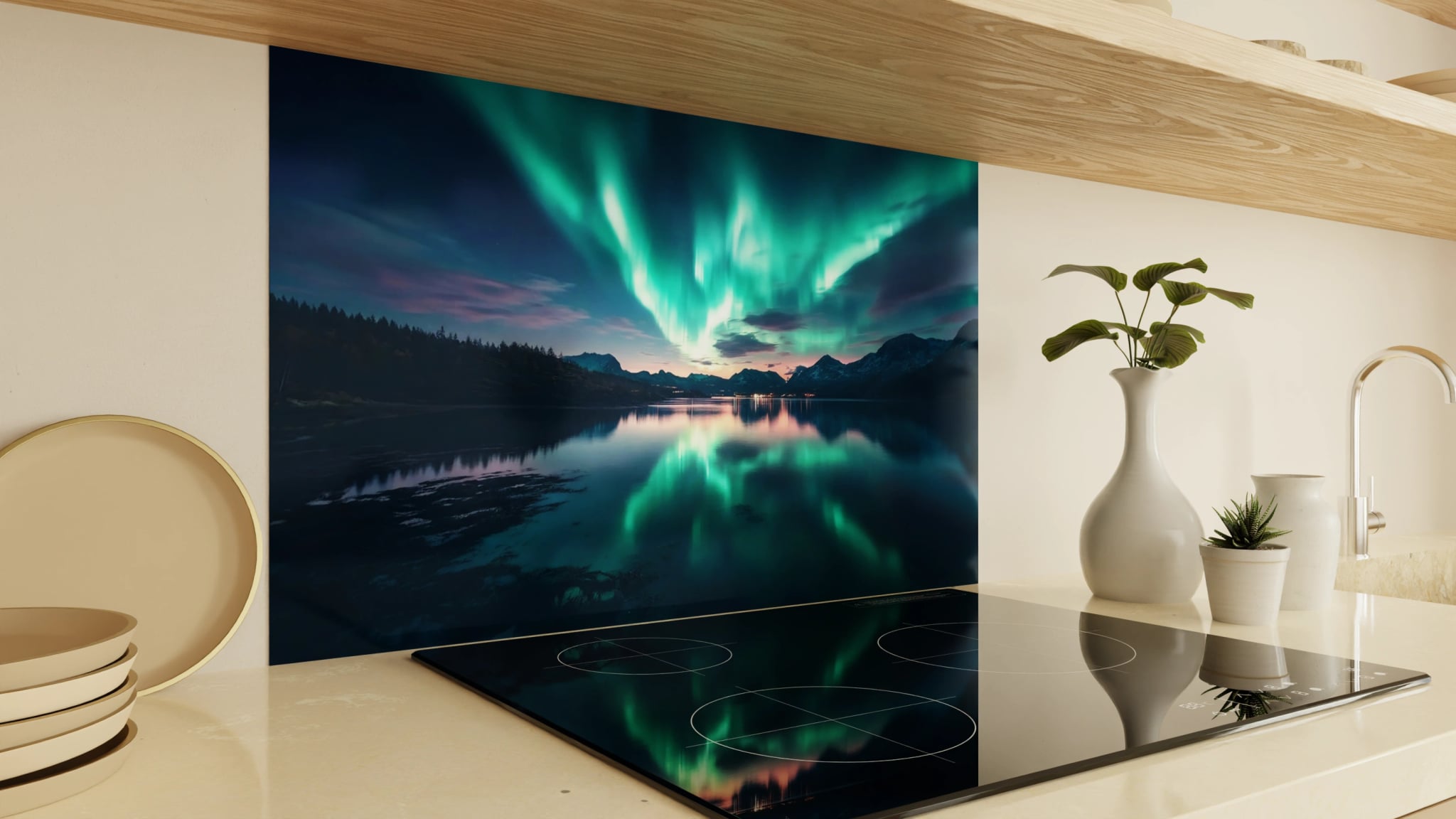 Spritzschutz - Nordlichter See Spiegelung – Bild 2