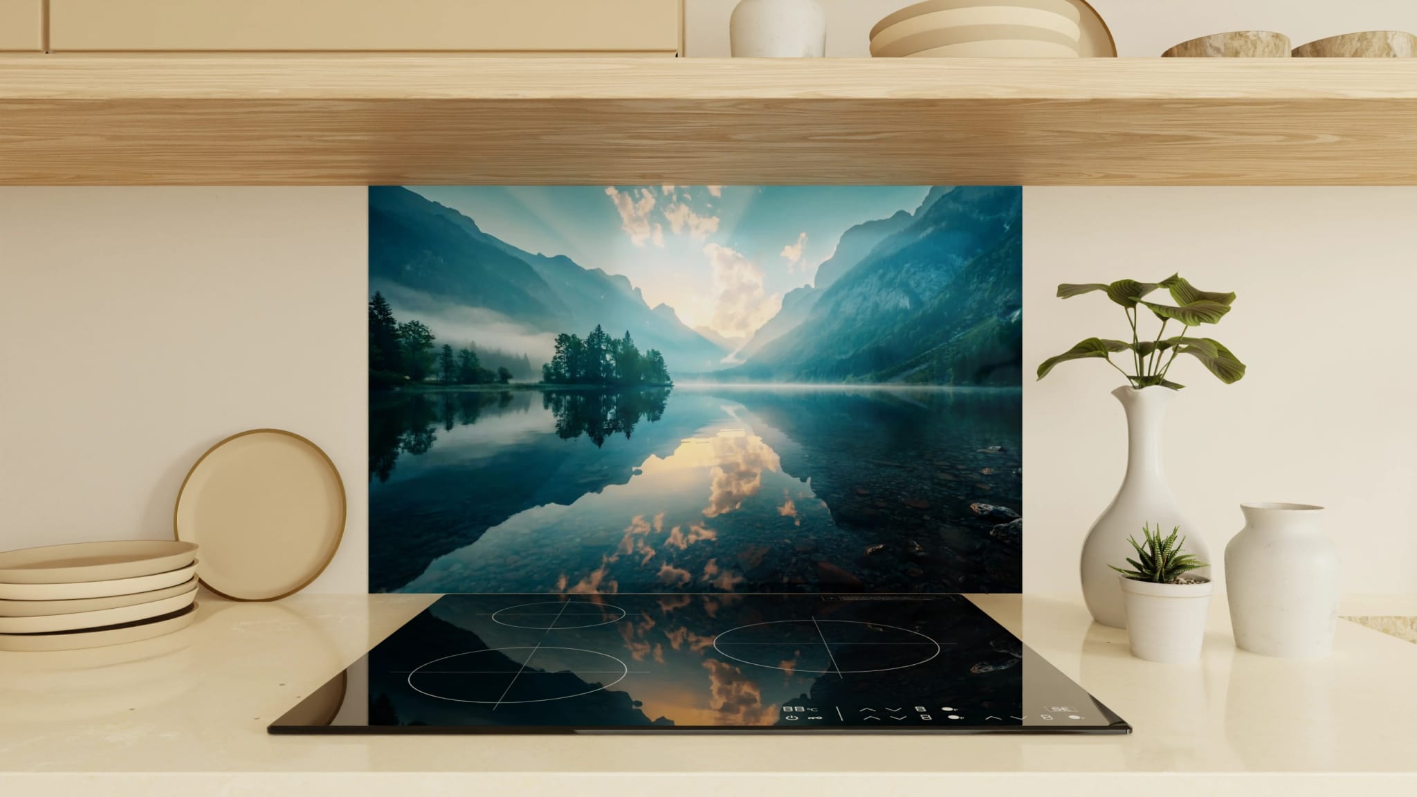 Spritzschutz - Bergsee Wolken Spiegelung