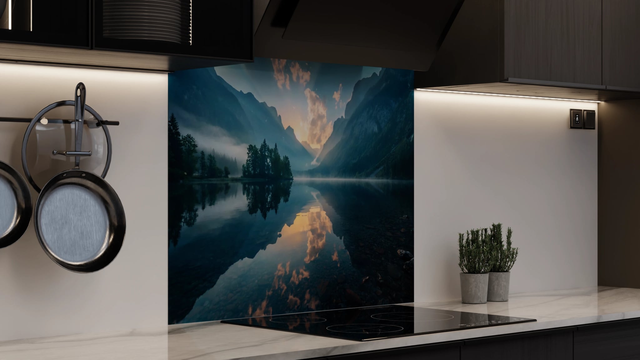 Spritzschutz - Bergsee Wolken Spiegelung – Bild 4