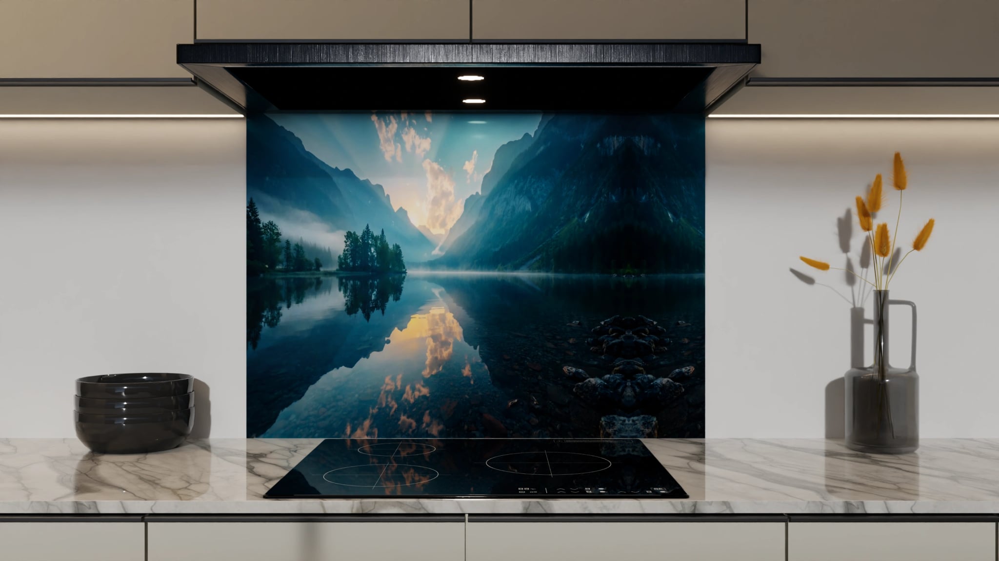 Spritzschutz - Bergsee Wolken Spiegelung – Bild 5