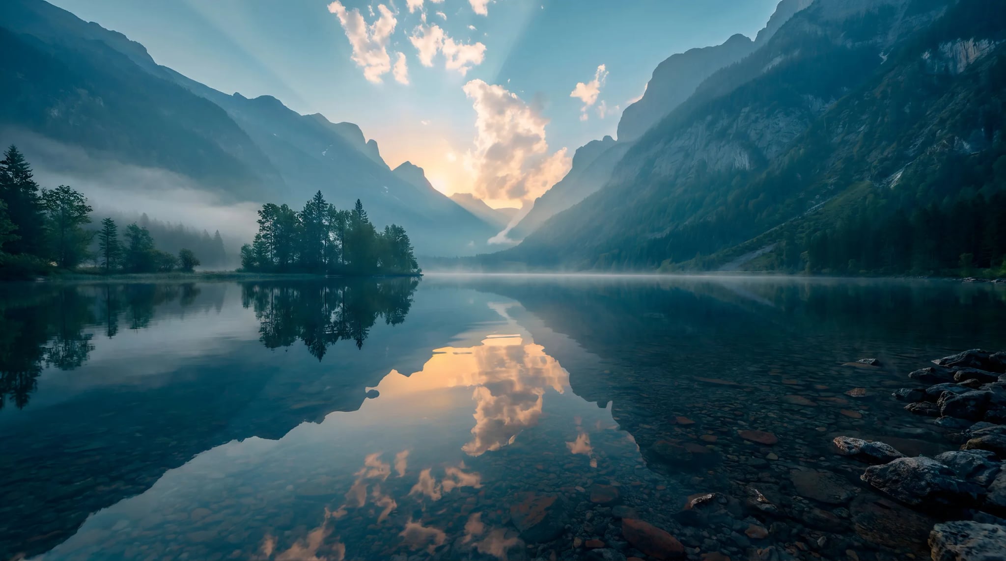 Spritzschutz - Bergsee Wolken Spiegelung – Bild 6
