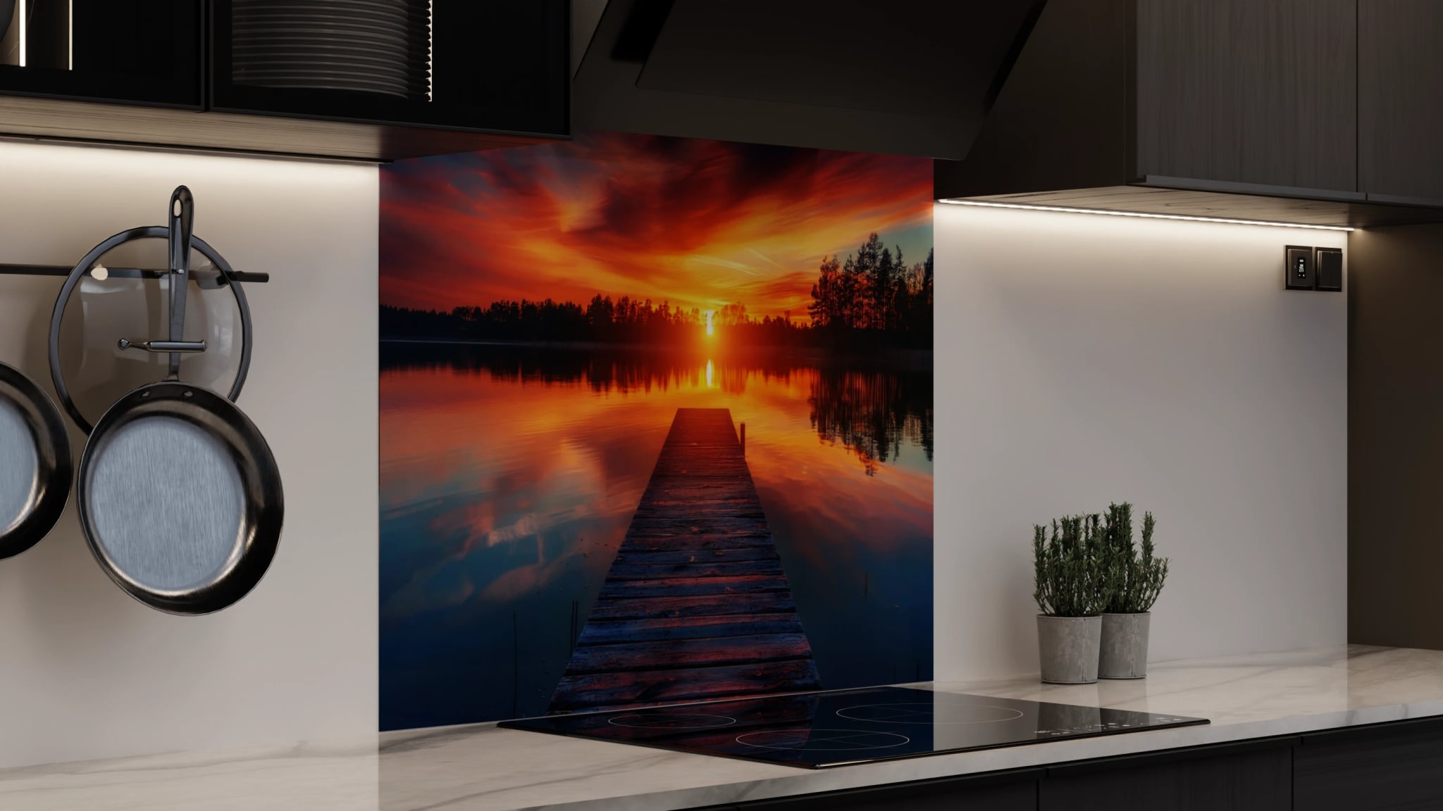 Spritzschutz - Holzsteg Sonnenuntergang Glut – Bild 4