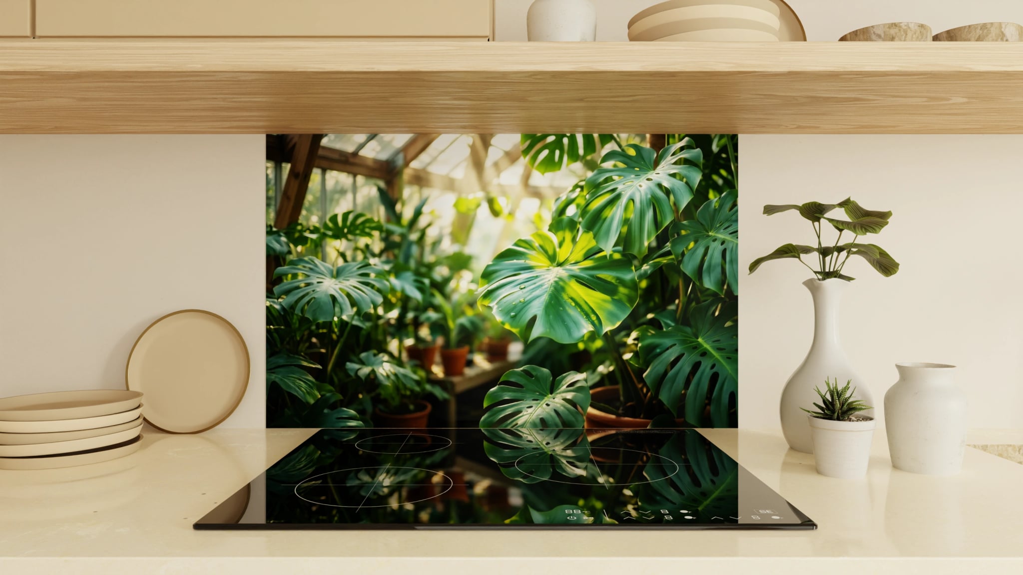 Spritzschutz - Monstera Gewächshaus Sonnenlicht – Bild 1