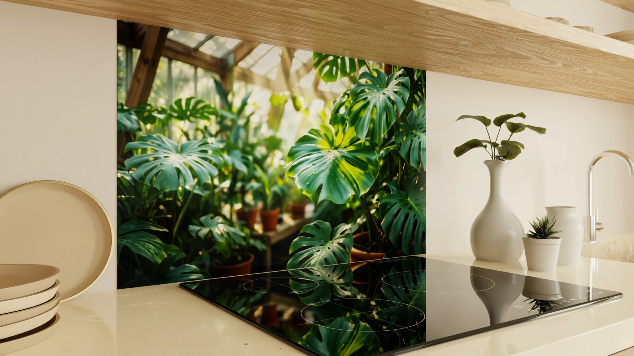 Spritzschutz - Monstera Gewächshaus Sonnenlicht – Bild 2