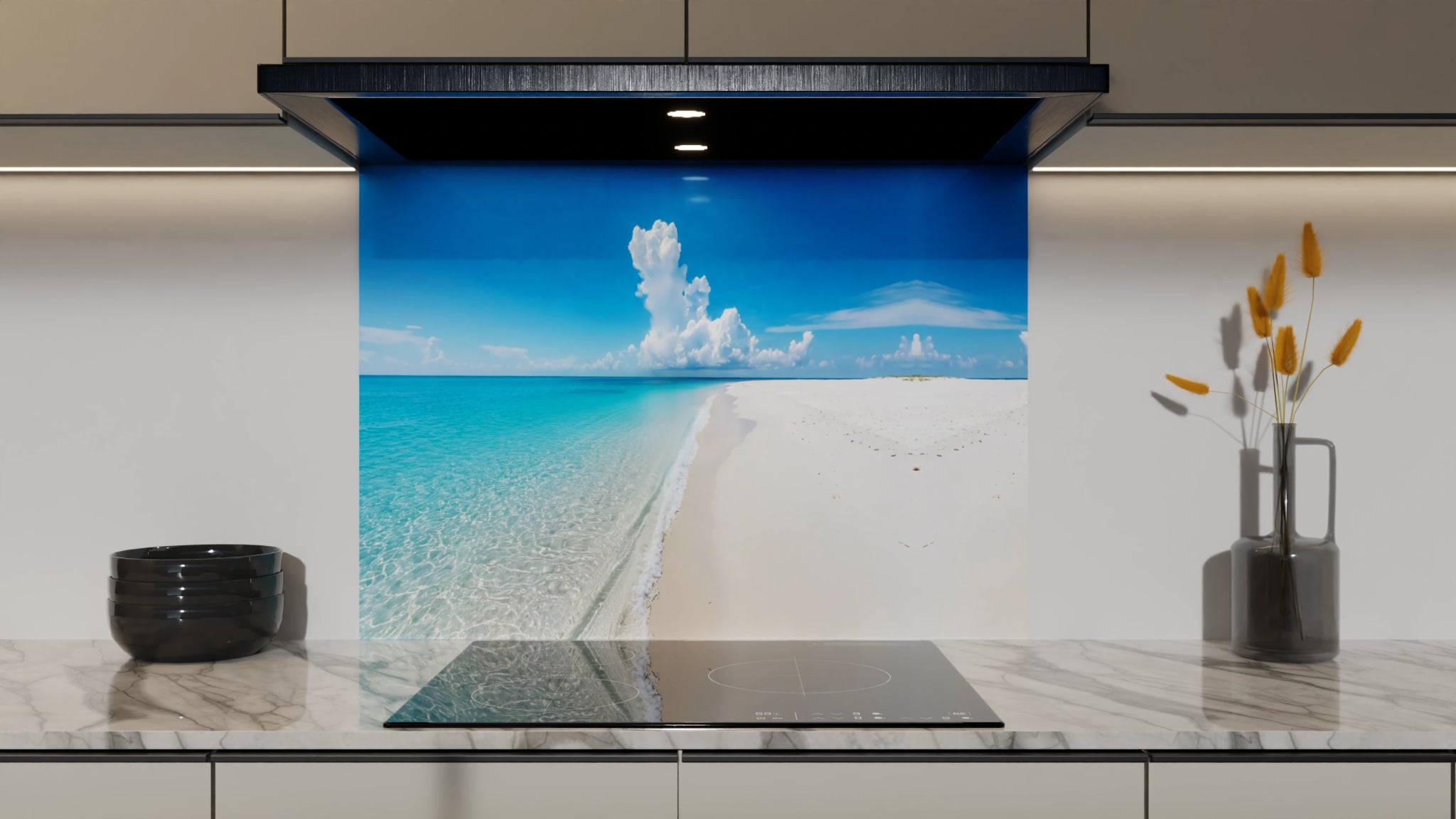 Spritzschutz - Weißer Sandstrand Türkis Wolken – Bild 5