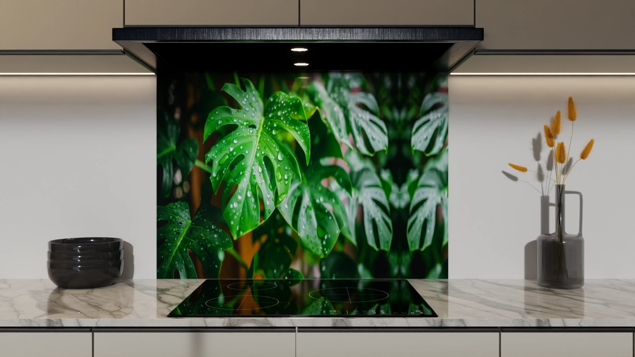 Spritzschutz - Monstera Blatt Regentropfen – Bild 5