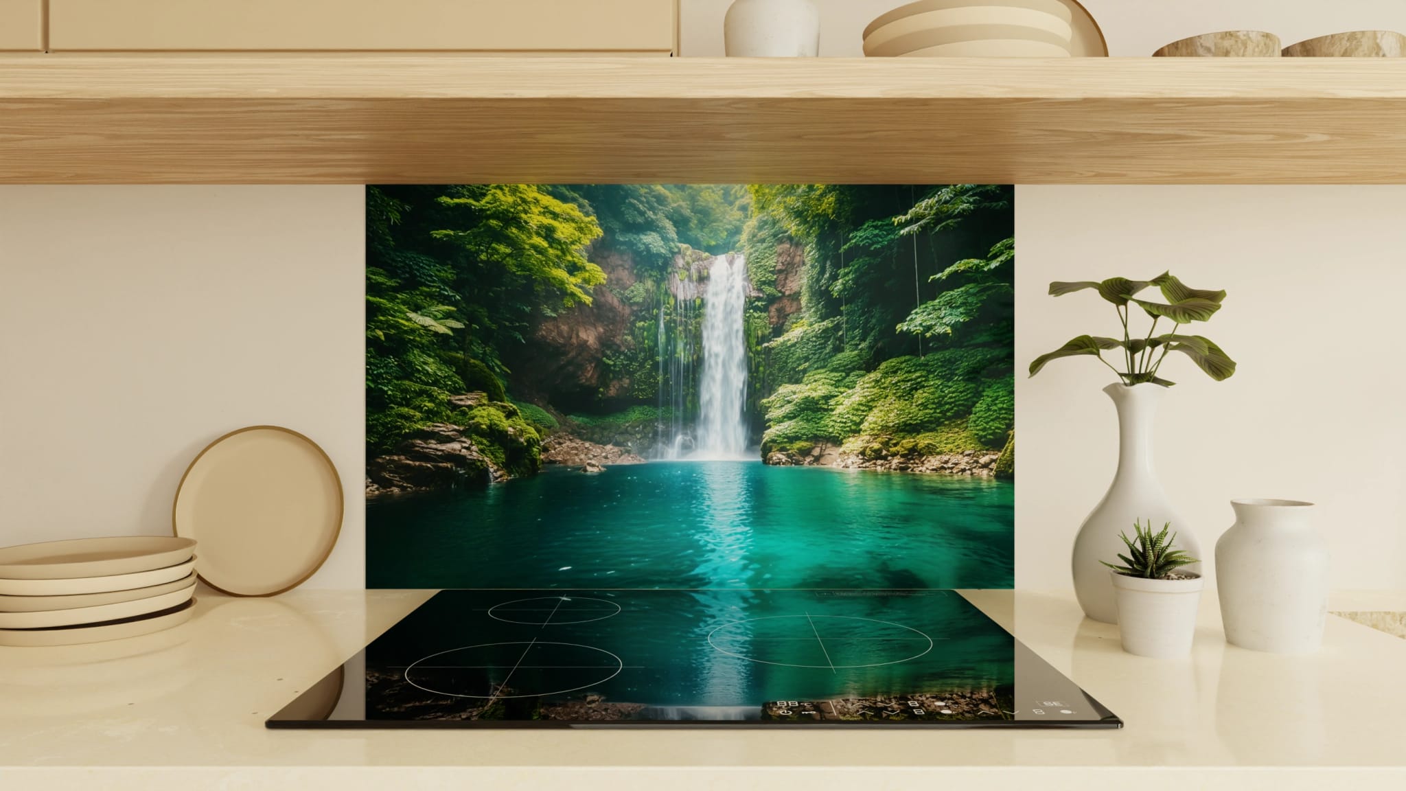 Spritzschutz - Wasserfall Dschungel Türkis