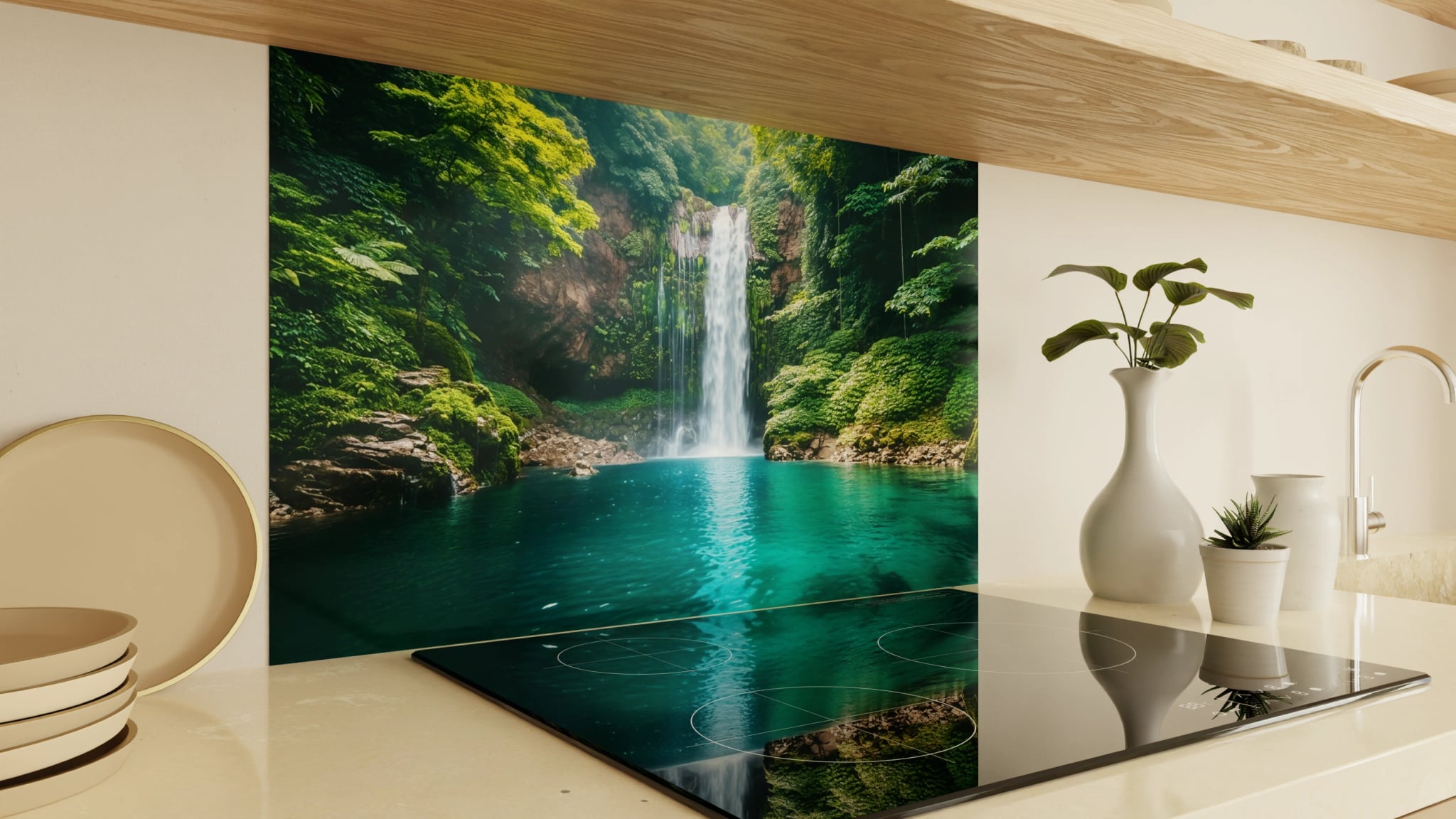 Spritzschutz - Wasserfall Dschungel Türkis – Bild 2
