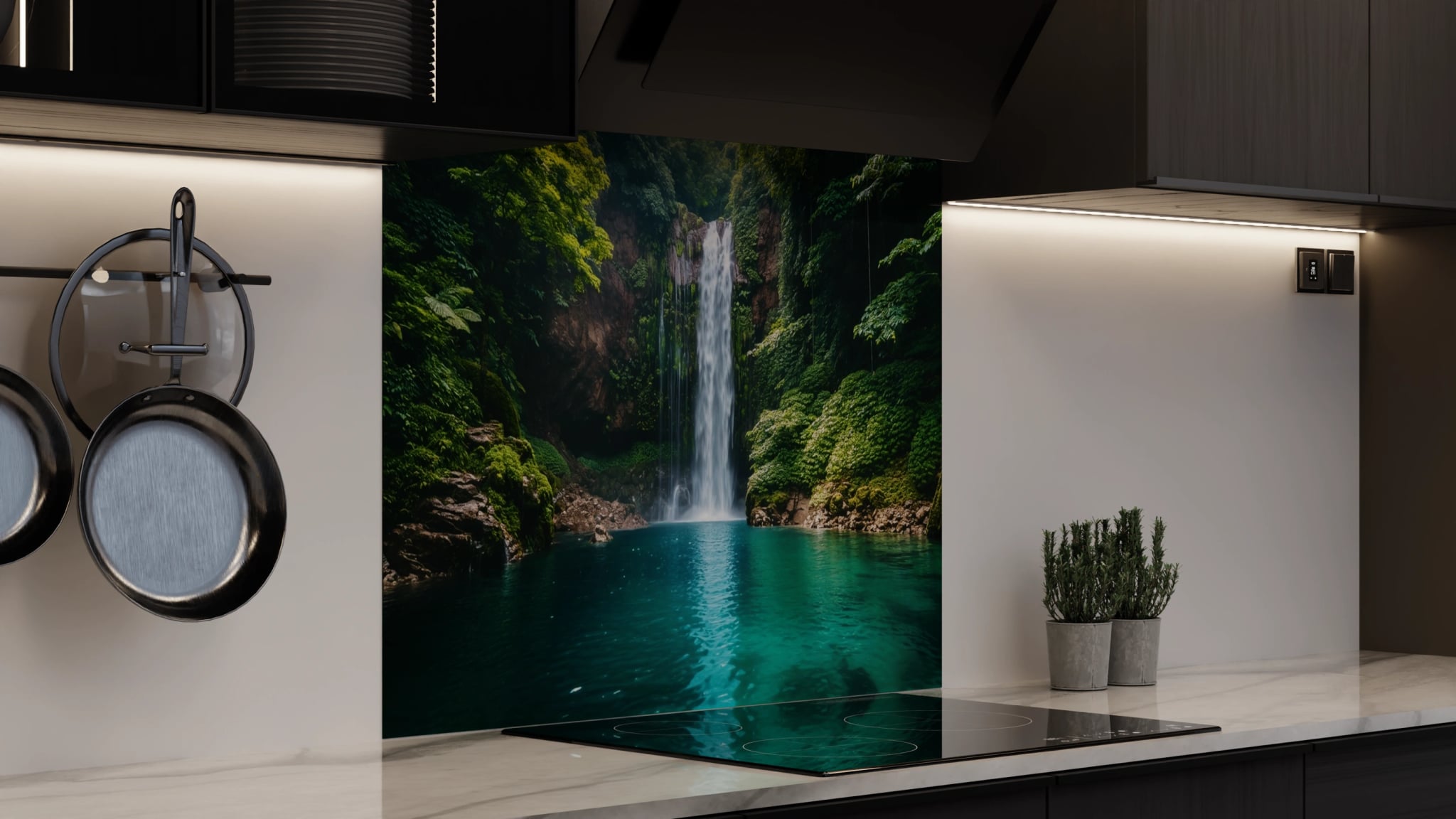 Spritzschutz - Wasserfall Dschungel Türkis – Bild 4