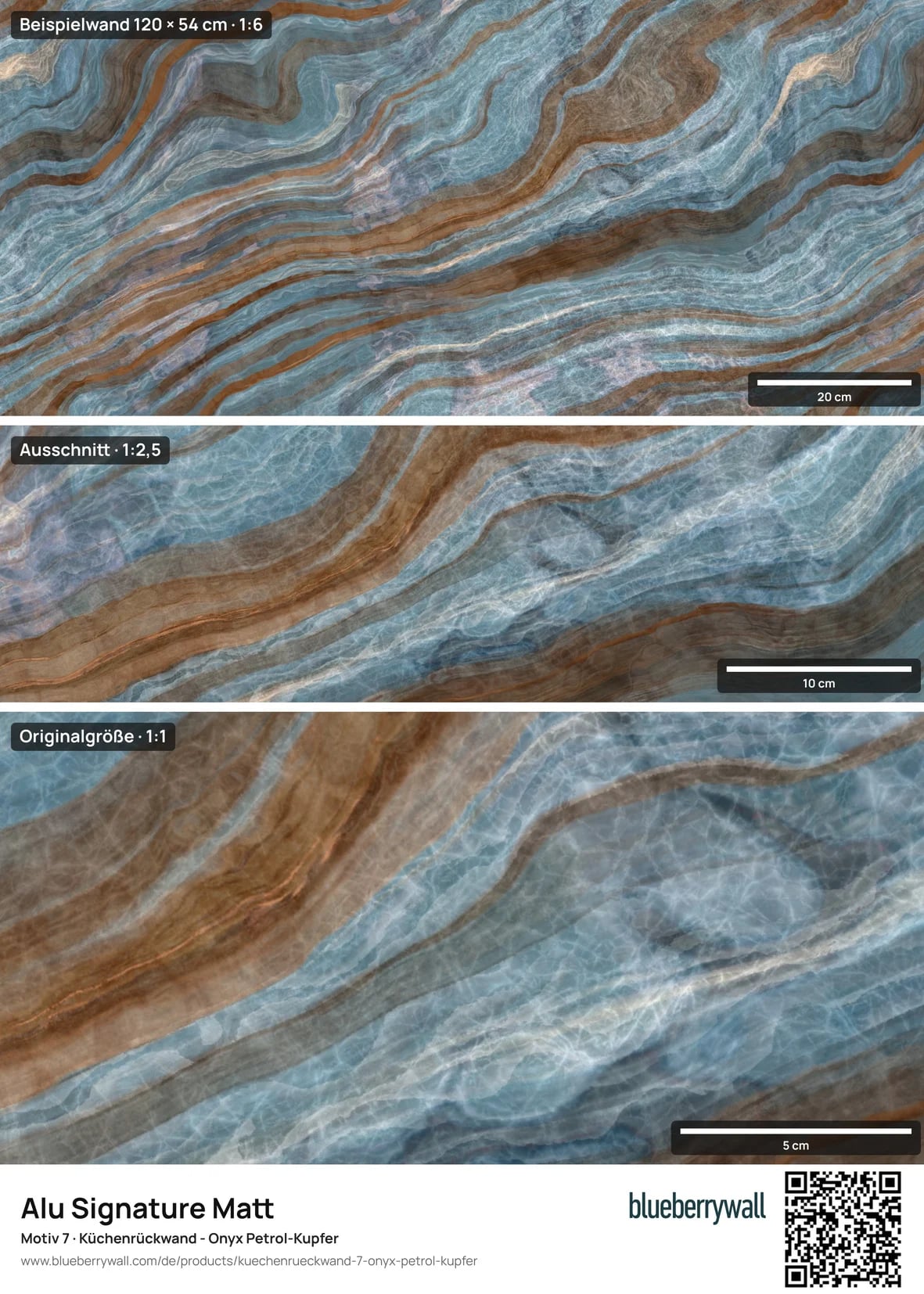Muster Küchenrückwand, Beispielwand 120 × 54 cm · 1:6
